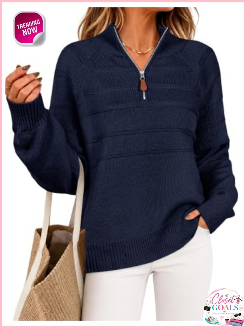 Women's Quarter Zip Pullover Sweater Textured Knit Stand Collar Long Sleeve